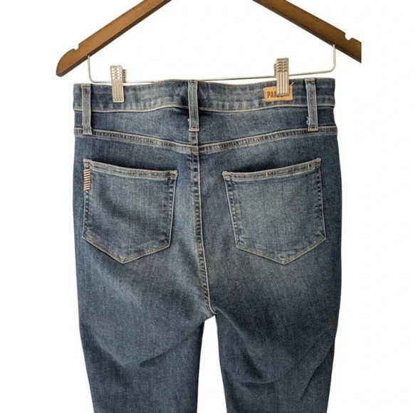 PAIGE Hoxton Straight Ankle Jeans Womens 28 Blue Denim Stretchy Raw Hem Med Wash - Picture 12 of 16